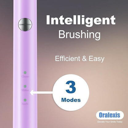 Electric Toothbrush for Adults and Kids, with Tongue Scraper and 8 Brush Heads, One Fast Charge Last 120 Days, 40000 VPM Deep Clean, Sonic Travel Toothbrush - Purple