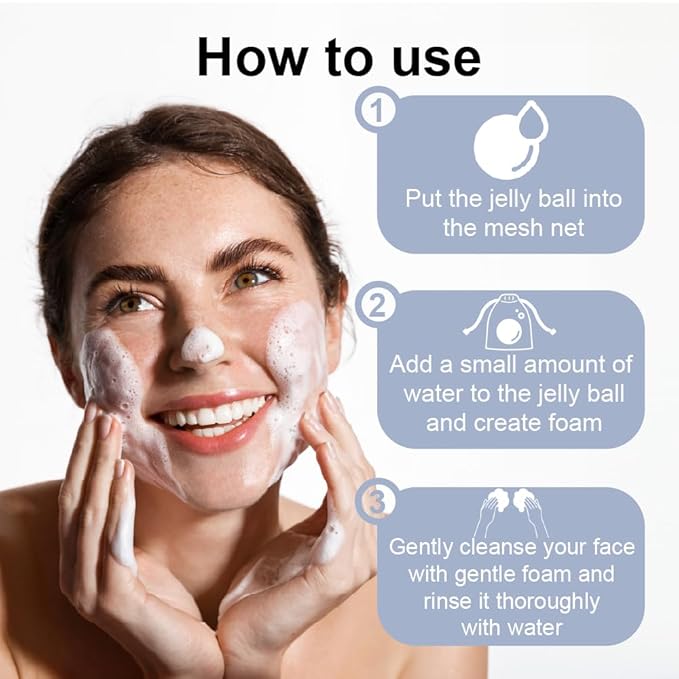 Be Bare Aqua Jelly Ball Cleanser, Daily Face Wash Korean (1.41oz)