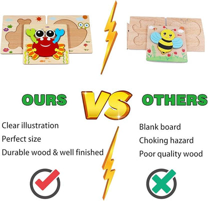 Wooden Montessori Puzzles for Toddlers Kids: Toddler Puzzles for 1-3 Montessori Toys for 1 2 3 Year Old Girls Boys Baby - Kids Puzzle Ages 2-4 Preschool Learning Educational Toy