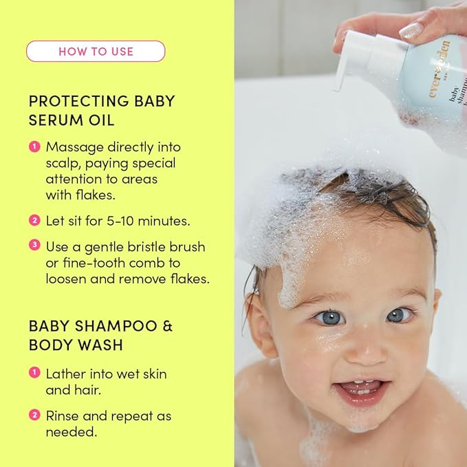 Evereden Baby Cradle Cap Care Bundle: Clean & Vegan Shampoo, Body Wash