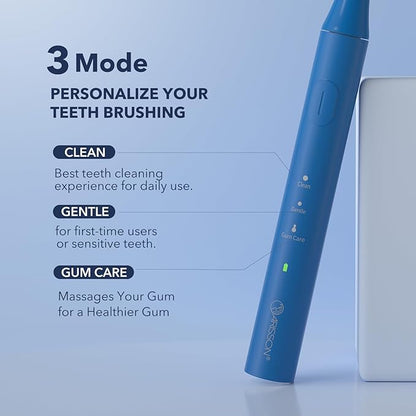 ARISSON Sonic Electric Toothbrush for Adults and Kids, 40,000 VPM Power Toothbrush, 1.5H Fast Charge Ultrasonic Electric Toothbrushes with 2 Minutes Smart Timer, 1.6 Oz Travel Toothbrush, Azure Blue