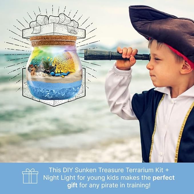 Under The Sea Light Up Terrarium Kit for Kids I Girls Toys Craft Kits for Kids I Night Light for Kids Crystal Growing Kit I Terrarium Jar for Kids I Birthday Gifts for Girls Age 5-12