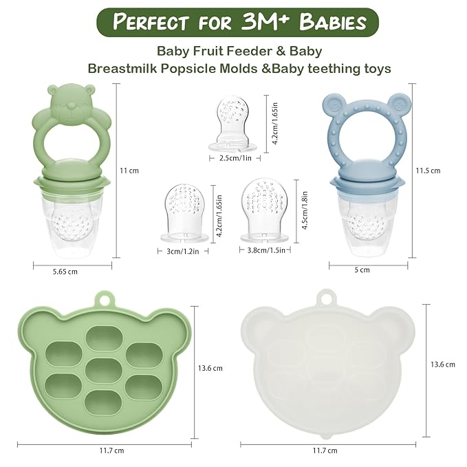 Baby Breastmilk Popsicle Molds & Baby Fruit Feeder (6 Pack), WAJIAYON Baby Food Freezer Tray Storage Containers