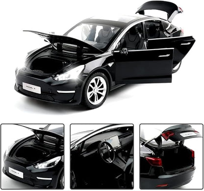 1:24 Scale Tesla Model 3 Alloy Car Model Diecast Toy Vehicles for Kids, Tesla car Model，Pull Back Alloy Car with Lights and Music