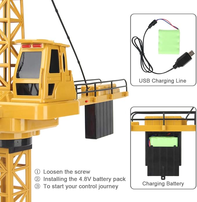 Mini Tudou RC Crane Toy,50.4 inch Tall 2.4GHz Remote Control Robotic Excavator 6,7,8,9 Boys