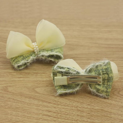 Fairy Sheer Chiffon Ribbons Cat Ear Bow Hair Clips -2Pcs