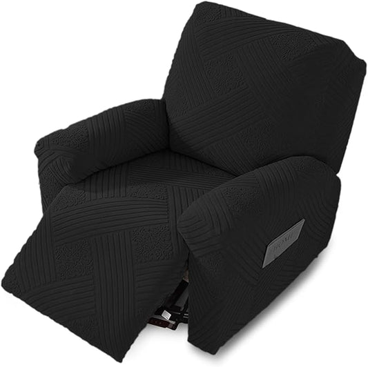 NORTHERN BROTHERS Oversized Recliner Cover - Lazy Boy Recliner Covers That Stay in Place, 4 Pieces Large Recliner Chair Covers 1 Seater, Black