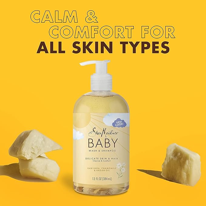 SheaMoisture Baby Wash & Shampoo for All Skin Types Raw Shea, Chamomile & Argan Oil Baby Wash and Shampoo with Frankincense & Myrrh to Help Cleanse 13 oz