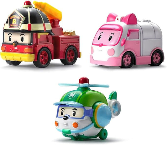 Robocar Poli, 3 Pack DIE-CAST Metal Toy Cars 1-5 Boys