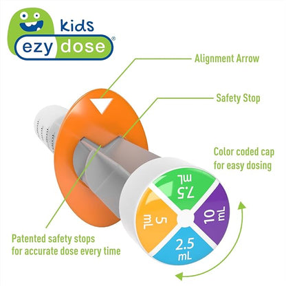 EZY DOSE Kids Baby Oral Syringe & Dispenser with Cleaning Brush, True Easy Design for Liquid Medicine 10 mL/2