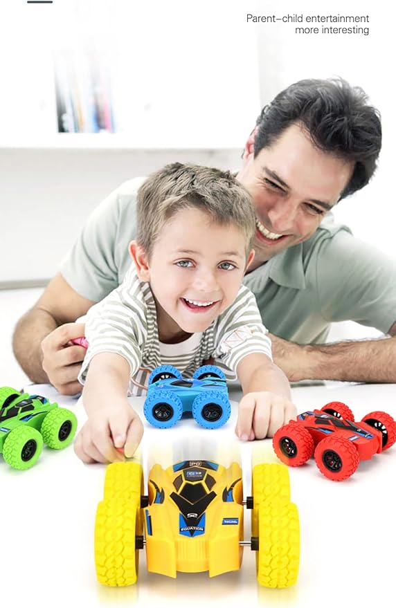 Pull Back Cars, 4 Pack Monster Toys Truck Double-Sided Friction