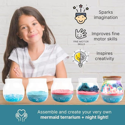 Unicorn Light Up Terrarium Kit for Kids I DIY Unicorn Toys Craft Kits for Kids I Terrarium Jar Night Light for Kids Crystal Growing Kit I Unicorn Gifts for Girls Age 4-12
