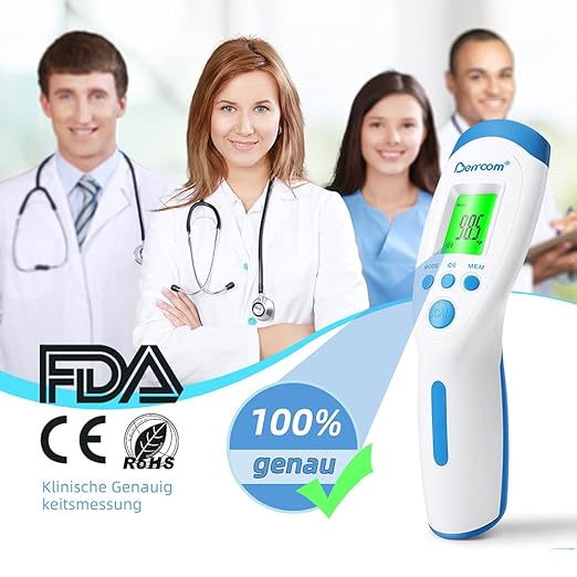 Berrcom Non Contact Infrared Thermometer Digital Forehead Thermometer with Fever 3 in 1 Contactless
