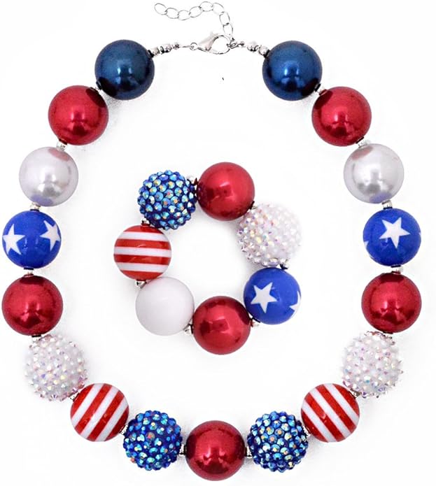 Sunrade Dress Up Jewelry for Little Girls Kids Necklaces Fashion Girls Chunky Beads Bubblegum Necklace and Bracelet Set Toddler Jewelry Costume Play Necklace