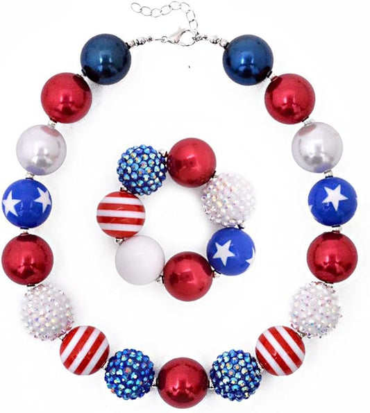 Sunrade Dress Up Jewelry for Little Girls Kids Necklaces Fashion Girls Chunky Beads Bubblegum Necklace and Bracelet Set Toddler Jewelry Costume Play Necklace