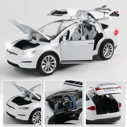 1:24 Scale Tesla Model X Alloy Car Model Diecast Toy Vehicles for Kids, Tesla car Model，Pull Back Alloy Car with Lights and Music Girls.(1:24 Model