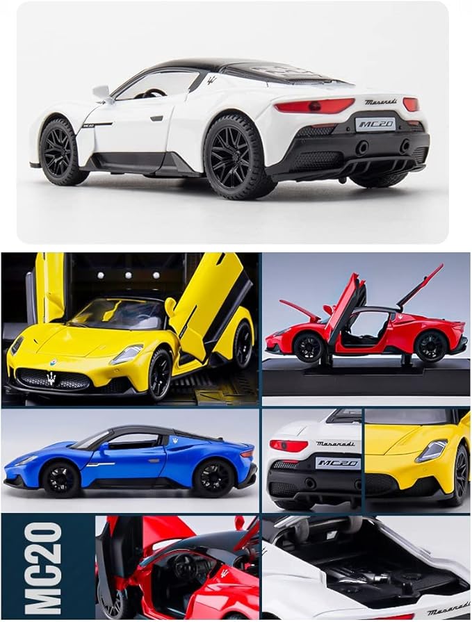 Alloy Collectible White MC20 Toy Cars Model Pull Back Vehicles