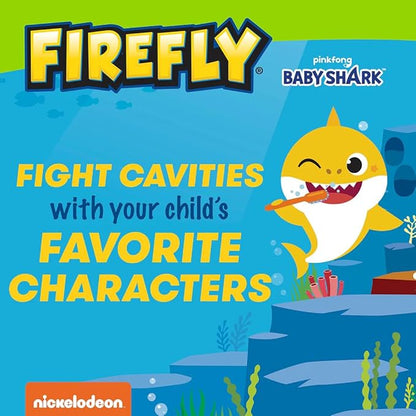 Firefly Clean N' Protect, Baby Shark Toothbrush with 3D Character Cover, Soft Bristles, Anti-Slip Grip Handle, Battery Included, Ages 3+, 1 Count