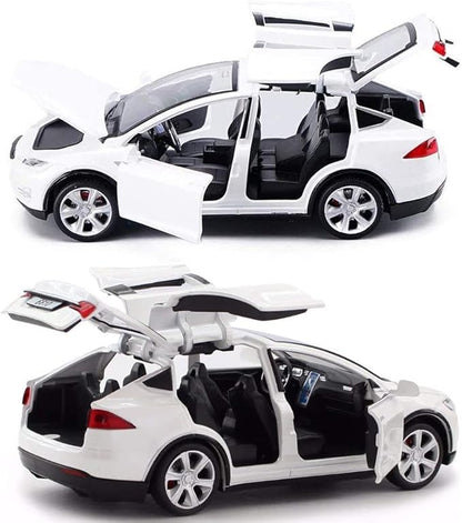 1:32 Scale Model X Alloy Car Model Diecast Toy Vehicles for Kids, Tesla car Model，Pull Back Alloy Car with Lights and Music