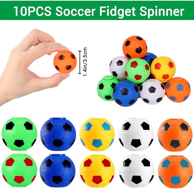 YUJUN 112 PCS Soccer Party Favors Set , Soccer Toy Soccer Fidget Spinners Slap Bracelet Whistle Tattoos Stickers Keychains for Kids Soccer Themed Birthday Party Favors Goodie Present Bags Decorations