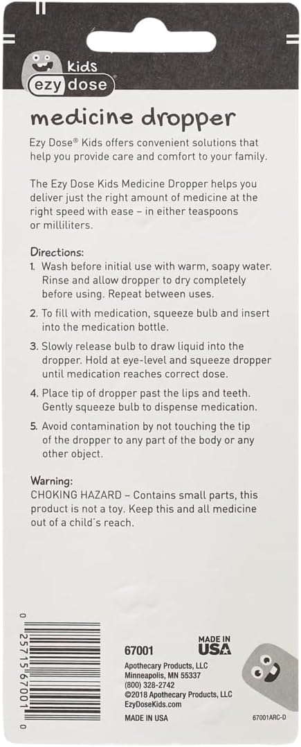 EZY DOSE Kids Oral Liquid Medicine Dropper, For Baby & Toddler 2.5mL/0.5 TSP