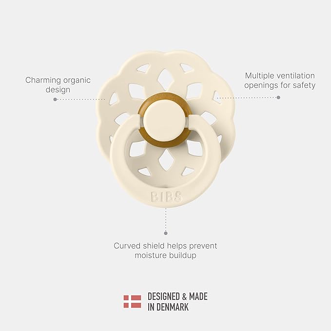 BIBS Pacifiers - Boheme Collection | BPA-Free Baby Pacifier 2 Ivory/Sage 6-18 Months