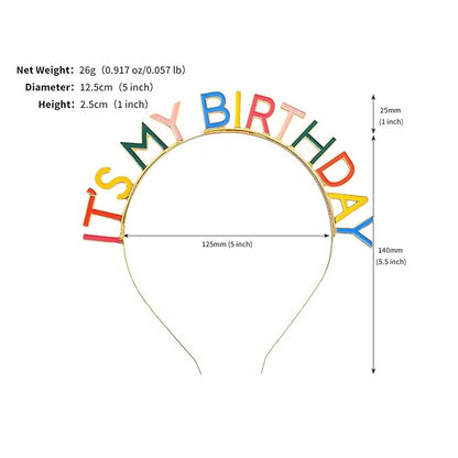 Rainbow It's My Birthday Headband - Happy Birthday Girl Tiara Hair Accessories for Women, Girls