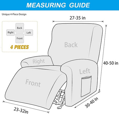 OBCREAT High Stretch Recliner Chair Cover Soft Velvet Recliner Slipcovers 4 Pieces Lazy Boy Recliner Couch Covers Plush Furniture Protector for Kids Pets (Gold)