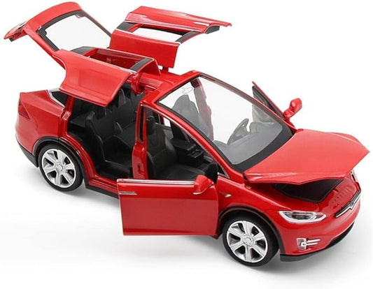 1:32 Scale Model X Alloy Car Model Diecast Toy Vehicles for Kids, Tesla car Model，Pull Back Alloy Car with Lights and Music