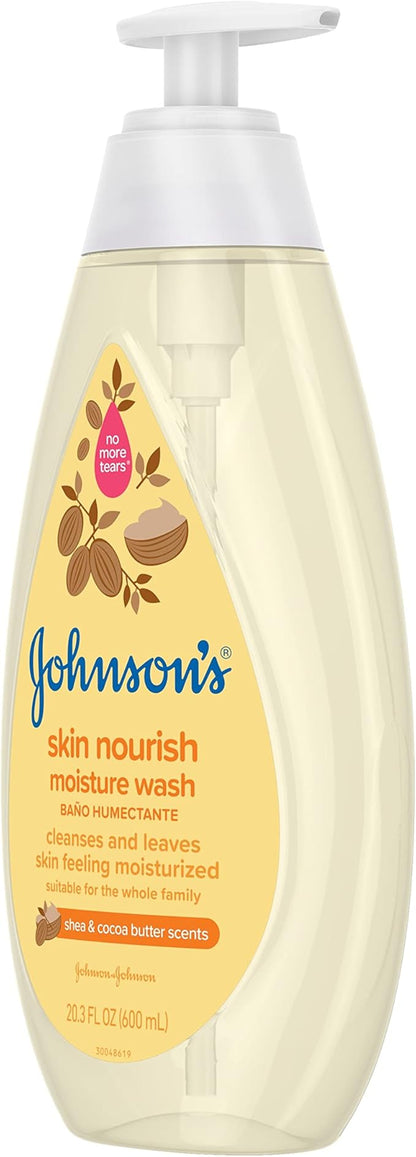 Johnson's Baby Skin Nourishing Moisture Baby Body Wash with Shea & Cocoa Butter, Hypoallergenic & Tear Free Baby Bath Wash 20.3 fl.
