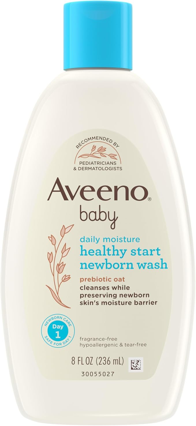 Aveeno Baby Healthy Start Nourishing Newborn Wash, Hypoallergenic Baby Body Wash with Prebiotic Oat Gently Cleanses Delicate Newborn Skin 8 fl.