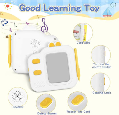 Talking Flash Cards with LCD Writing Tablet for Toddlers, Language Learning Toys with 80 Words, Learning Phrases, Objects Adjectives, Speech Therapy, Autism Sensory Toys Learning Montessori Toys