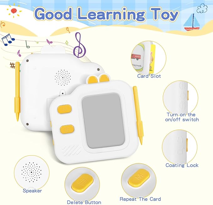 Talking Flash Cards with LCD Writing Tablet for Toddlers, Language Learning Toys with 240 Words, Learning Phrases, Objects Adjectives, Speech Therapy, Autism Sensory Toys Learning Montessori Toys