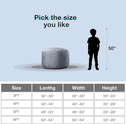 [Removable Outer Cover] Large Bean Bag Chair: 3 ft Memory Foam Bean Bag Chairs for Adults/Kids,Bean Bag Chair with Filler Included,Soft Faux Fur Fabric,Machine Wash,Navy,3 Foot