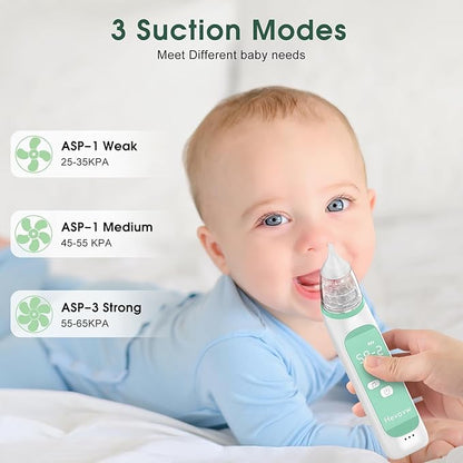 Electric Nasal Aspirator for Baby - Baby Nose Sucker, Booger Sucker for Babies Toddlers Infants Newborns Kids with 3 Suction Levels & Music & Light