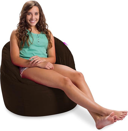 Posh Creations Bean Bag Chair Structured Seat for Kids, Teens and Adults, Comfy Chair for Gaming, Reading and Watching TV, Sonoma Lounge, Microsuede - Chocolate