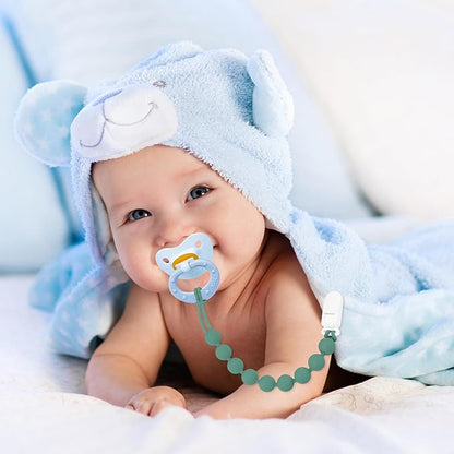 Silicone Pacifier Clip Holder, 6 Pack One Piece Soft Flexible Binky Clips Pacifier Holder Clip for Boys and Girls
