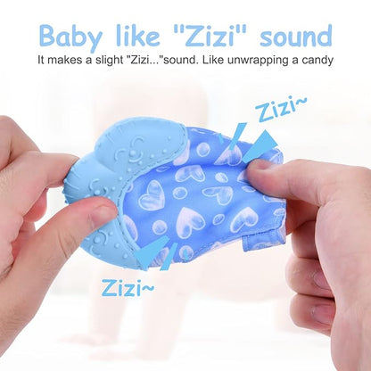 2Pack Silicone Teething Mitt, Soothing Infant Teething Mitten Pain Relief 0-12 Months