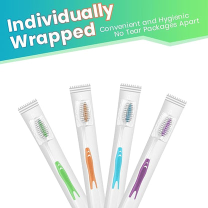 30 Pack Bulk Toothbrushes with Covers, Individually Wrapped Tooth Brush Pack for Adults & Kids, Disposable Toothbrush Medium Soft for Travel, Donations, Hotels