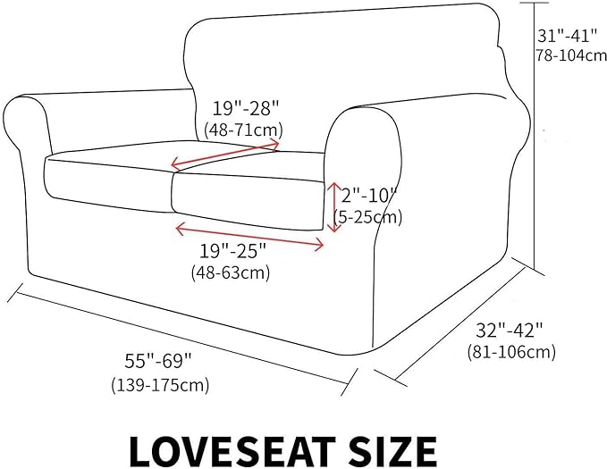 MAXIJIN 3 Piece Jacquard Couch Covers for 2 Cushion Couch Stretch Non Slip Love Seat Couch Cover for Dogs Pet Friendly Elastic Furniture Protector Loveseat Slipcovers (Loveseat, Light Beige)