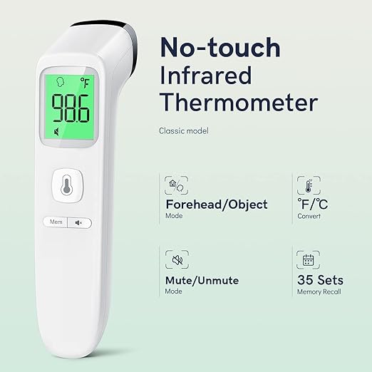 No-Touch Thermometer for Adults and Kids, Fast Accurate Digital Thermometer with Fever Alarm & Silent Mode