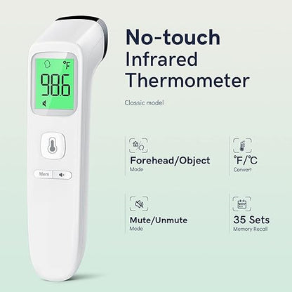 No-Touch Thermometer for Adults and Kids, Fast Accurate Digital Thermometer with Fever Alarm & Silent Mode