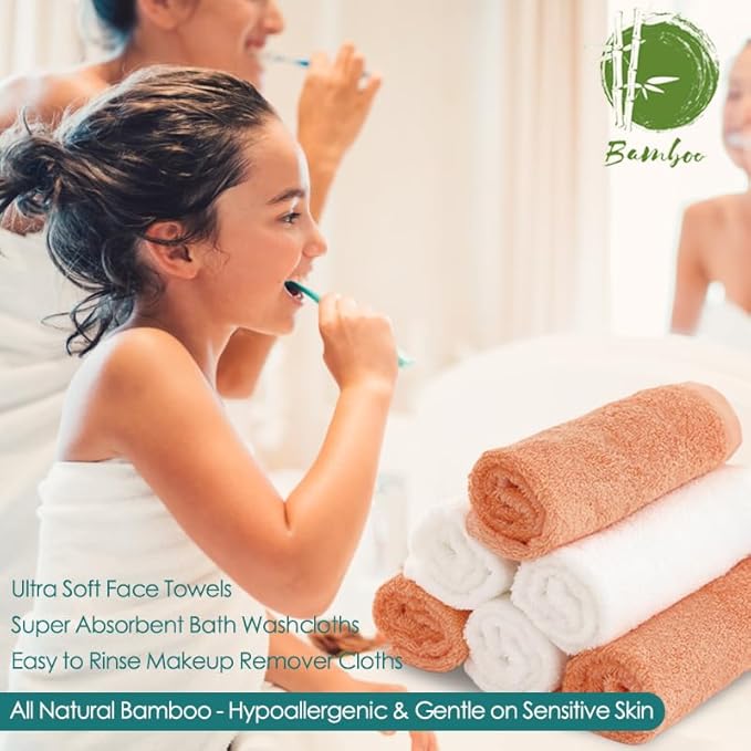 Extra Large 13x13 inch Face Towels, 12 Pack Silky Soft Wash Cloths for Washing Face and Body