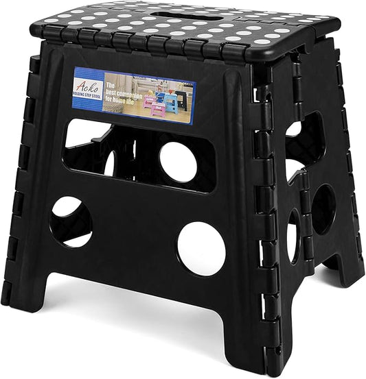 ACKO Folding Step Stool 13 inch Heavy Duty Plastic Foldable Step Stool for Kids and Adults, Small Collapsible Fold Up Stepping Stool 1 Pack