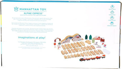 Manhattan Toy Alpine Express 49-Piece Wooden Toy Train Set 3 Years