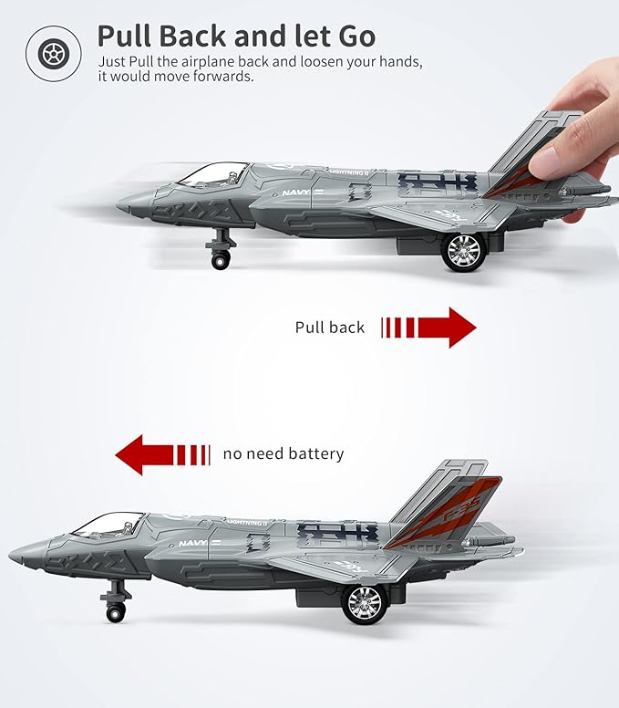 Geyiie Airplane Toys for Kids, Army Fighter Jet Diecast Plane Toys Helicopter for Boys Grils 3-8 gifts