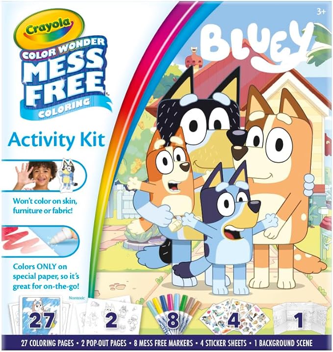 Crayola Color Wonder Bluey Activity Kit, Mess Free Coloring, Toddler Travel Activity, Bluey Toys for Kids, Gifts for Boys & Girls, 3+