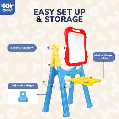 STEAM Life Easel for Kids Art Easel for Toddler Easel - 4in1 Double-Sided Large Magnetic Board Kids Chalkboard Easel Drawing White Board for Kids Magnetic Letters & Numbers Christmas Gifts for Kids