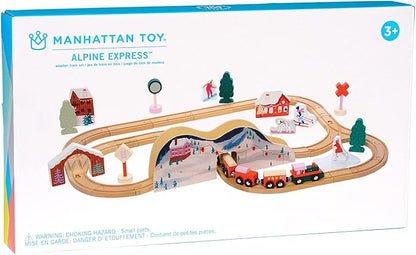 Manhattan Toy Alpine Express 49-Piece Wooden Toy Train Set 3 Years