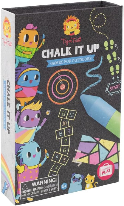 Tiger Tribe: Chalk It Up - Games for Outdoors - Guided Activity Book, 5 Colored Chunky Sidewalk Chalk, All-in-1, Active Play & Creativity, Kids Age 5+